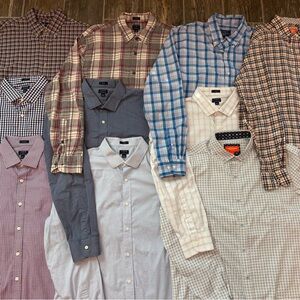 Designer XL Men's Plaid and Solid Dress Shirt Bundle